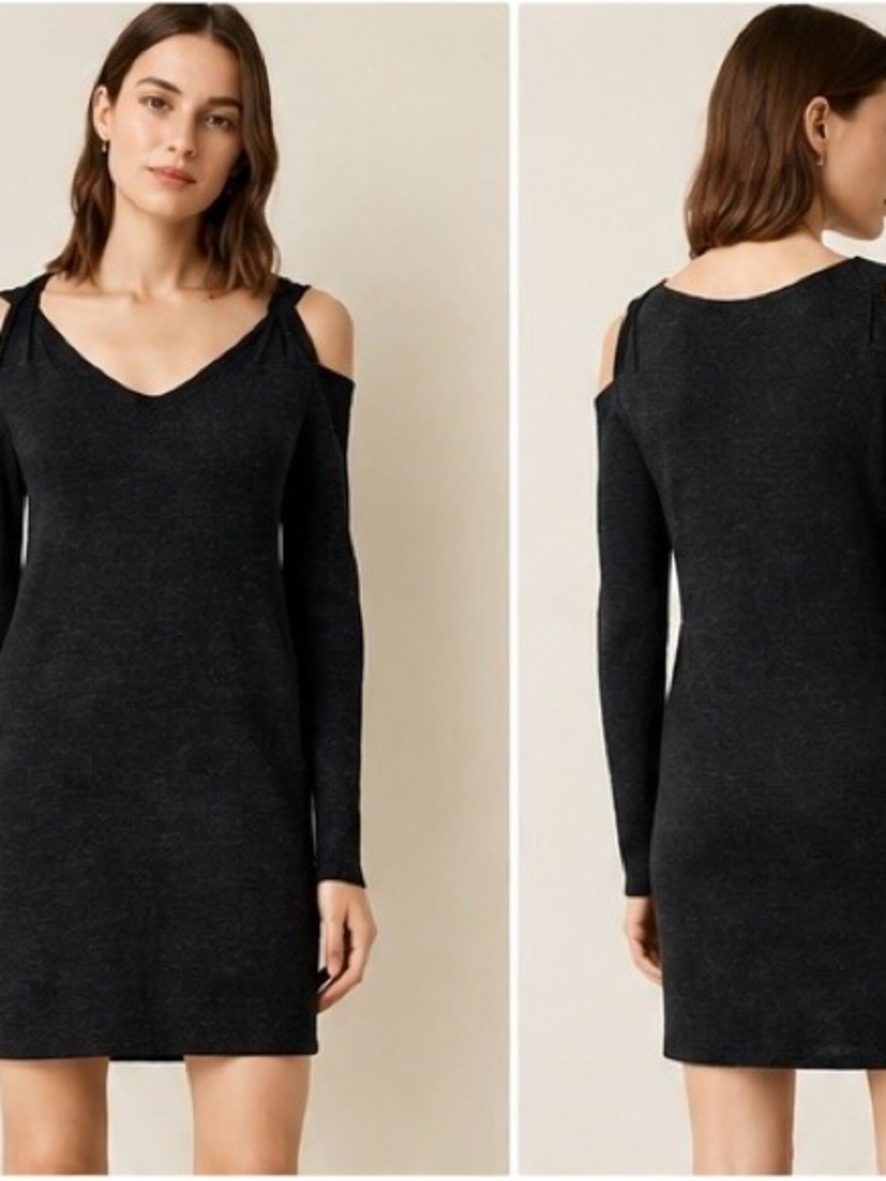 All Saints Taka/Rianne Draped Cold Shoukder Merino Wool Dress Small
